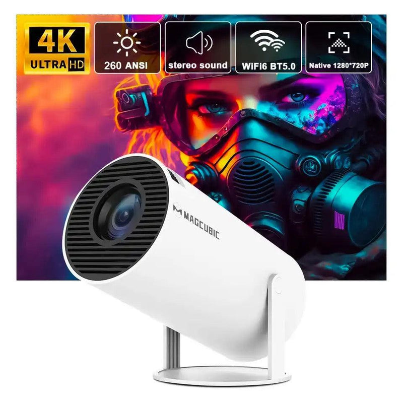 Transpeed Portable Wireless Projector, Home Cinema and Outdoor Projector, Dual Wi-Fi, Allwinner H713, BT5.0, 4K, Android 11, HY300 Pro, 260 ANSI, 1280x720P - Explode Shop 
