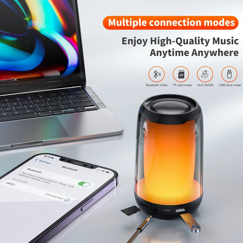 QERE Bluetooth Speaker with Hi-Res, 5W Audio, Hi-Fi Wireless, Portable, IPX5, Waterproof, Outdoor, Multiple Connection Modes - Explode Shop 